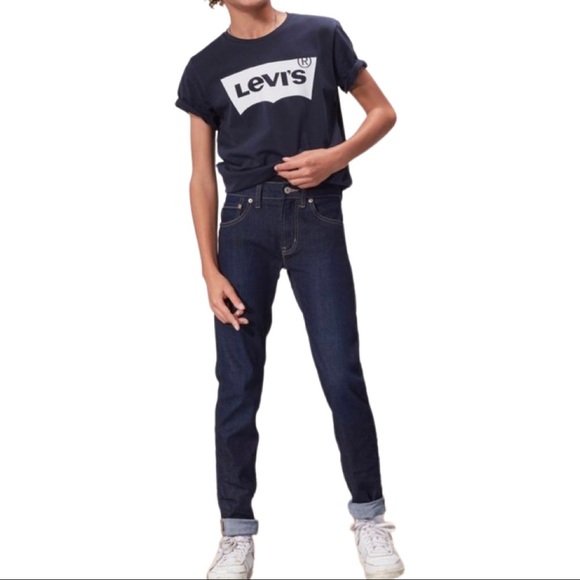 New LEVI’S 512 Slim Taper Boys Dark Wash Jeans Size 12 - Picture 4 of 16